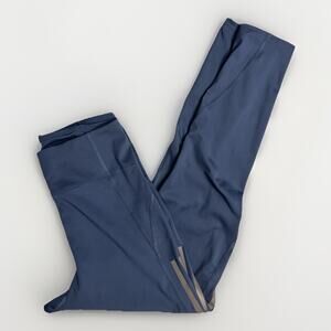 Adidas Aeroready Running Leggings Blue S Reflective 3 Stripe Gym